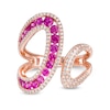 Thumbnail Image 0 of EFFY™ Collection Pink Sapphire and 0.43 CT. T.W. Diamond Open Loop Shank Wrap Ring in 14K Rose Gold