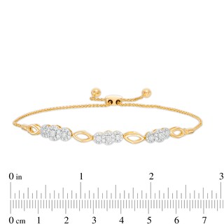 0.40 CT. T.W. Composite Diamond Three Stone Bolo Bracelet in 10K Gold - 10.5"