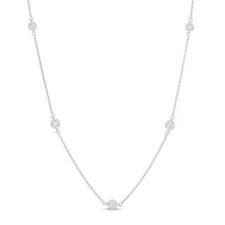 0.25 CT. T.W. Composite Diamond Station Necklace in 10K White Gold
