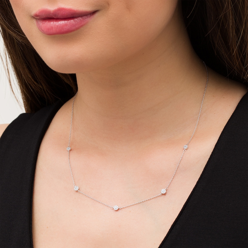 Main Image 2 of 0.25 CT. T.W. Composite Diamond Station Necklace in 10K White Gold