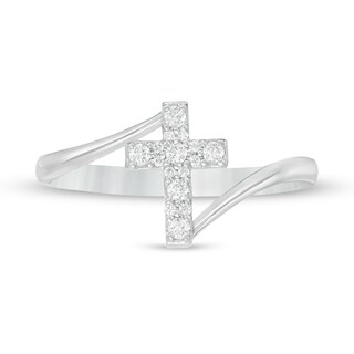 0.12 CT. T.W. Diamond Cross Bypass Ring in Sterling Silver