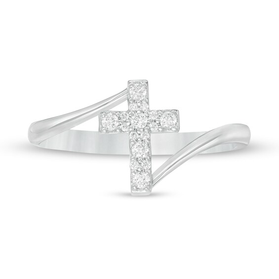 0.12 CT. T.W. Diamond Cross Bypass Ring in Sterling Silver