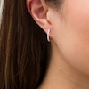 Thumbnail Image 2 of 0.25 CT. T.W. Baguette Diamond Hoop Earrings in 10K White Gold