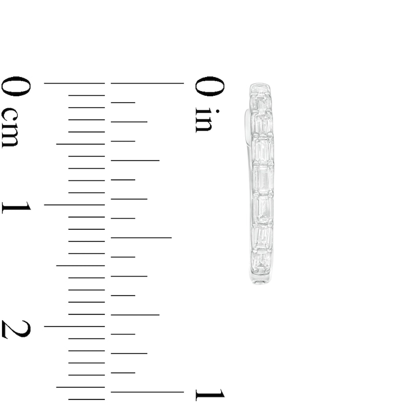Main Image 3 of 0.25 CT. T.W. Baguette Diamond Hoop Earrings in 10K White Gold