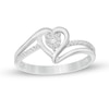 Thumbnail Image 0 of 0.15 CT. T.W. Diamond Heart Split Shank Ring in Sterling Silver