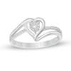 Thumbnail Image 1 of 0.15 CT. T.W. Diamond Heart Split Shank Ring in Sterling Silver