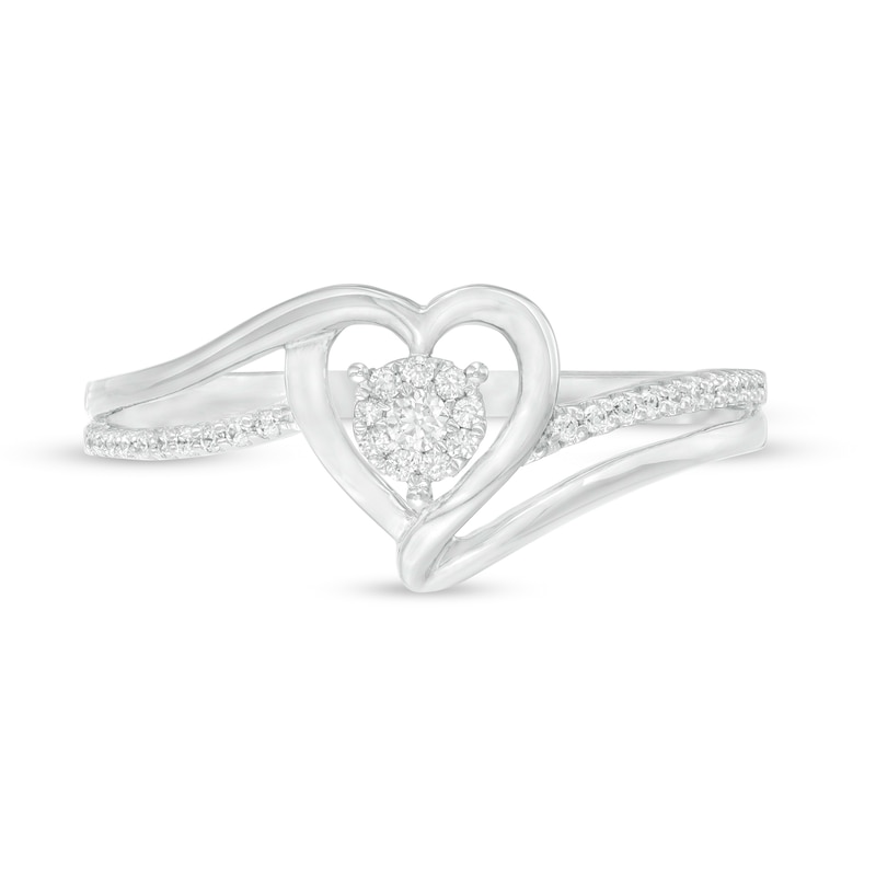 0.15 CT. T.W. Diamond Heart Split Shank Ring in Sterling Silver
