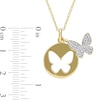 Thumbnail Image 3 of 0.10 CT. T.W. Diamond Butterfly Cutout Disc Pendant in Sterling Silver with Yellow Rhodium