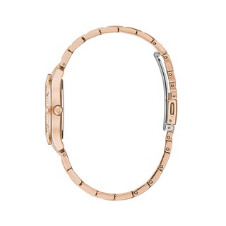 Ladies' Bulova Phantom Crystal Accent Rose-Tone Watch with Brown Mother-of-Pearl Dial (Model: 98L284)