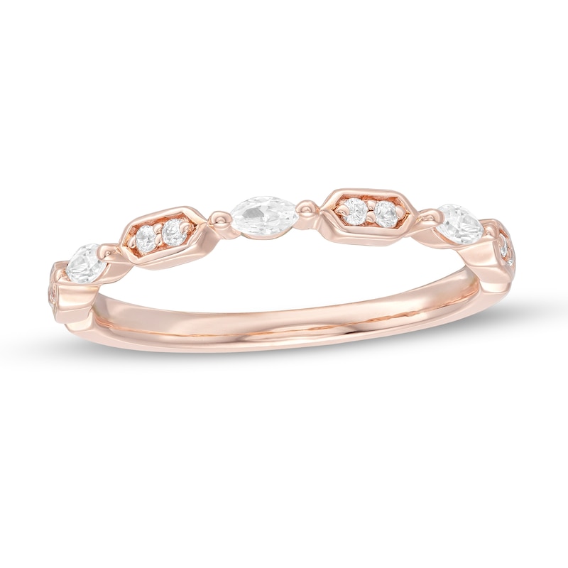 0.18 CT. T.W. Marquise and Round Diamond Alternating Anniversary Band in 10K Rose Gold