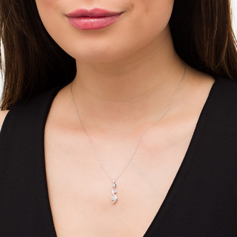 0.10 CT. T.W. Composite Diamond Wavy Pendant in 10K White Gold