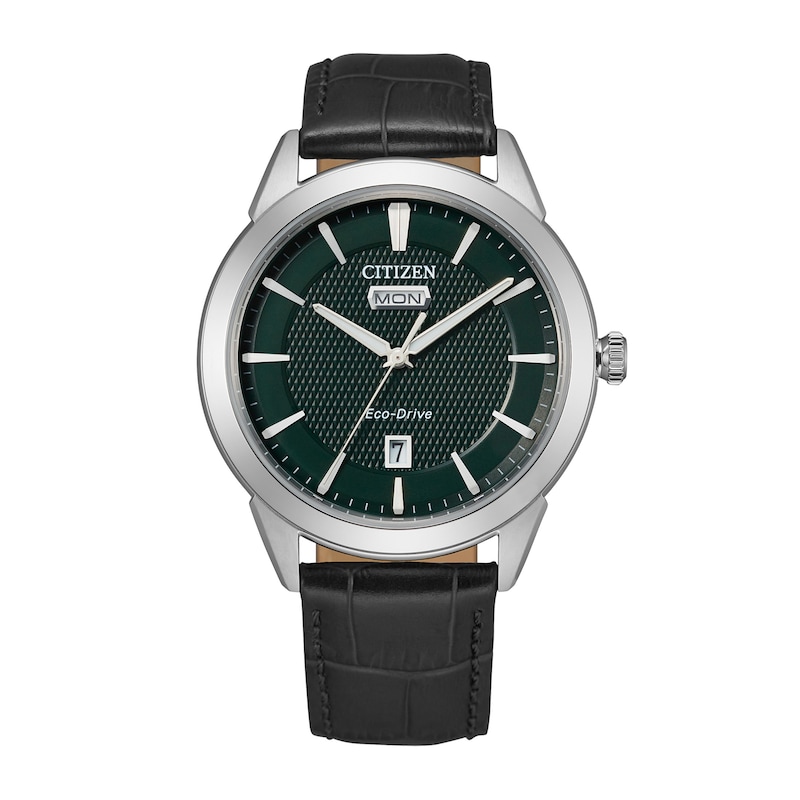 Men's Citizen Eco-Drive® Corso Strap Watch with Green Dial (Model: AW0090-02X)|Peoples Jewellers