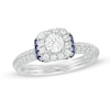 Vera Wang Love Collection 0.69 CT. T.W. Diamond and Blue Sapphire Collar Engagement Ring in 14K White Gold