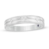 Thumbnail Image 0 of Vera Wang Love Collection Men's 0.085 CT. T.W. Square-Cut Diamond Three Stone Wedding Band in 14K White Gold
