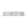 Thumbnail Image 3 of Vera Wang Love Collection Men's 0.085 CT. T.W. Square-Cut Diamond Three Stone Wedding Band in 14K White Gold