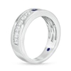 Thumbnail Image 2 of Vera Wang Love Collection Men's Square-Cut Blue Sapphire and 0.69 CT. T.W. Diamond Wedding Band in 14K White Gold