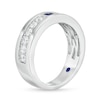Thumbnail Image 3 of Vera Wang Love Collection Men's Square-Cut Blue Sapphire and 0.69 CT. T.W. Diamond Wedding Band in 14K White Gold