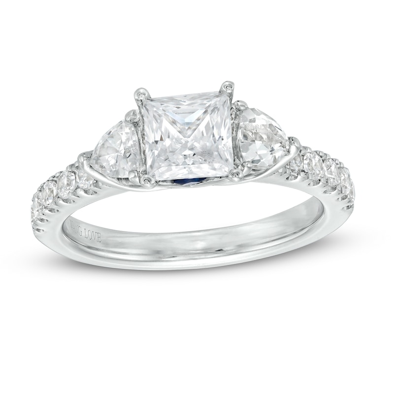 Vera Wang Love Collection 1.45 CT. T.W. Certified Princess-Cut Diamond Collar Engagement Ring in 14K White Gold (I/SI2)|Peoples Jewellers