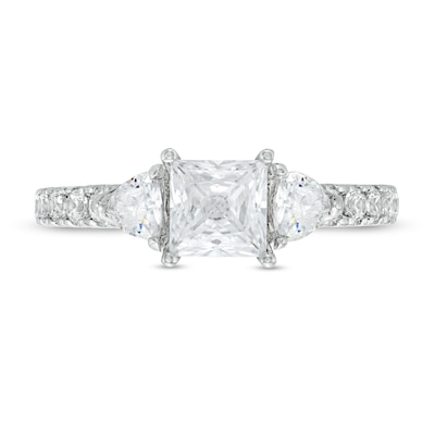 Vera Wang Love Collection 1.45 CT. T.W. Certified Princess-Cut Diamond Collar Engagement Ring in 14K White Gold (I/SI2)