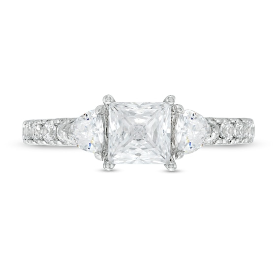 Vera Wang Love Collection 1.45 CT. T.W. Certified Princess-Cut Diamond Collar Engagement Ring in 14K White Gold (I/SI2)