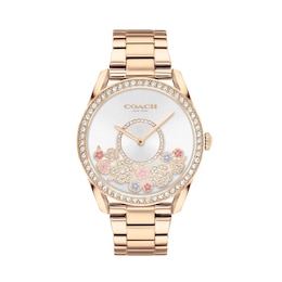 Ladies' Coach Preston Crystal Accent Rose-Tone IP Watch with Silver-Tone Dial (Model: 14503776)