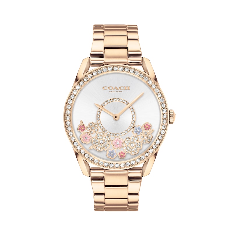 Ladies' Coach Preston Crystal Accent Rose-Tone IP Watch with Silver-Tone Dial (Model: 14503776)|Peoples Jewellers