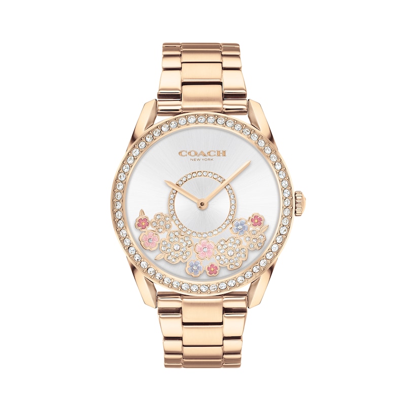 Ladies' Coach Preston Crystal Accent Rose-Tone IP Watch with Silver-Tone Dial (Model: 14503776)