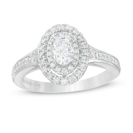 Vera Wang Love Collection 0.69 CT. T.W. Diamond Double Oval Frame Engagement Ring in 14K White Gold