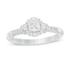 Thumbnail Image 1 of Vera Wang Love Collection 0.58 CT. T.W. Cushion-Cut Diamond Hexagonal Frame Engagement Ring in 14K White Gold