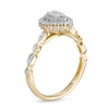 Thumbnail Image 3 of 0.63 CT. T.W. Pear-Shaped Diamond Double Frame Geometric Shank Engagement Ring in 14K Two-Tone Gold