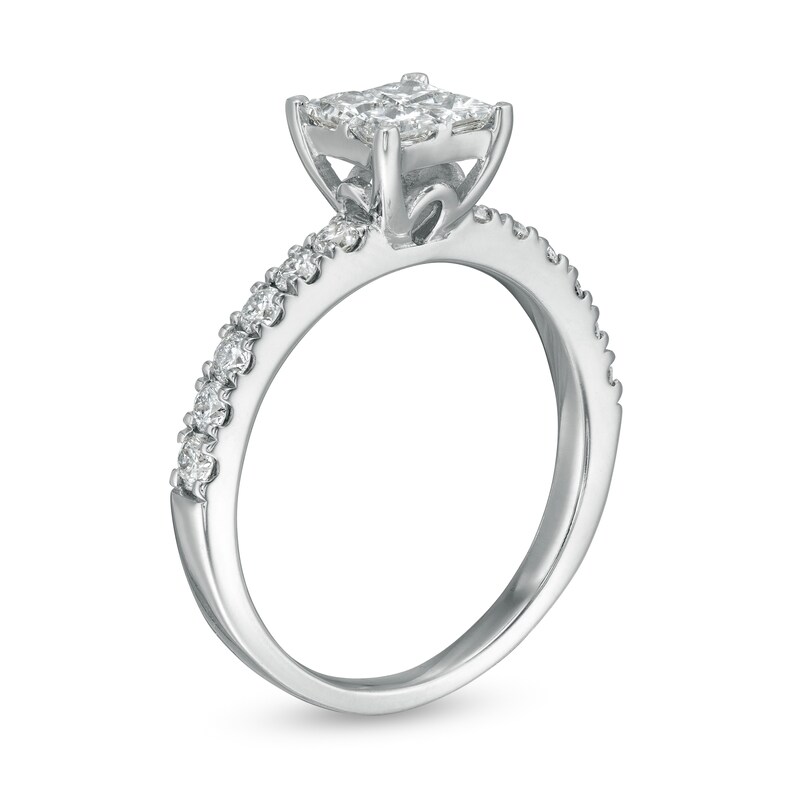Main Image 3 of 1.00 CT. T.W. Quad Diamond Princess-Cut Diamond Engagement Ring in 14K White Gold