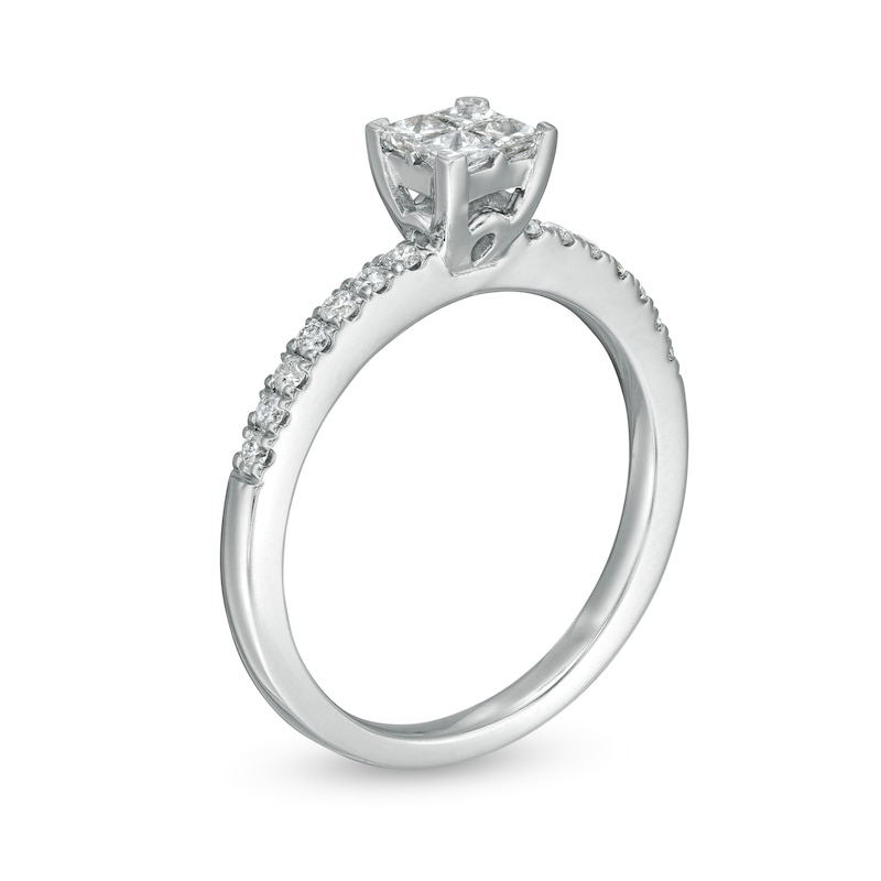 Main Image 3 of 0.50 CT. T.W. Quad Princess-Cut Diamond Engagement Ring in 10K White Gold