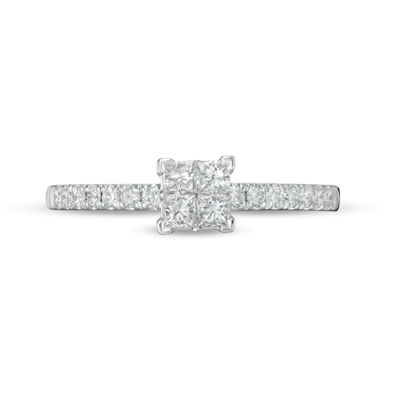 Main Image 4 of 0.50 CT. T.W. Quad Princess-Cut Diamond Engagement Ring in 10K White Gold