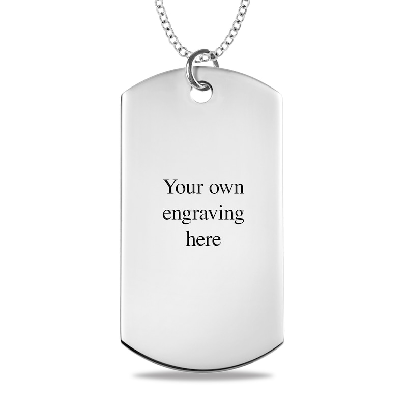Main Image 2 of Men's Extra Large Engravable Photo Dog Tag Pendant in Sterling Silver (1 Image and 4 Lines)