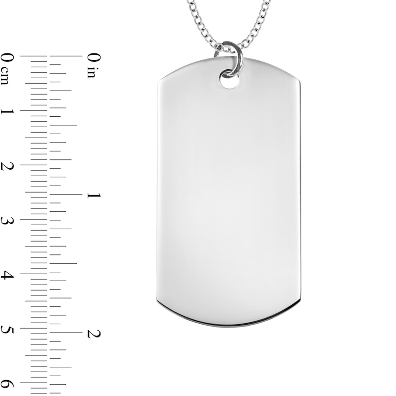 Main Image 3 of Men's Extra Large Engravable Photo Dog Tag Pendant in Sterling Silver (1 Image and 4 Lines)