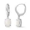 Thumbnail Image 1 of Oval Opal and Diamond Accent Drop Earrings in 10K White Gold