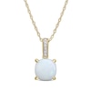 Thumbnail Image 1 of 8.0mm Cushion-Cut Opal and Diamond Accent Vintage-Style Drop Pendant in 10K Gold - 17"