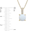 Thumbnail Image 3 of 8.0mm Cushion-Cut Opal and Diamond Accent Vintage-Style Drop Pendant in 10K Gold - 17"