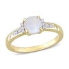 Thumbnail Image 1 of 6.0mm Cushion-Cut Opal and 0.046 CT. T.W. Diamond Collar Promise Ring in 10K Gold