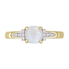 Thumbnail Image 3 of 6.0mm Cushion-Cut Opal and 0.046 CT. T.W. Diamond Collar Promise Ring in 10K Gold