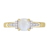Thumbnail Image 4 of 6.0mm Cushion-Cut Opal and 0.046 CT. T.W. Diamond Collar Promise Ring in 10K Gold