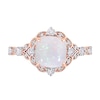 Thumbnail Image 4 of 8.0mm Cushion-Shaped Opal, White Sapphire and 0.064 CT. T.W. Diamond Ornate Frame Vintage-Style Ring in 10K Rose Gold