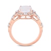 Thumbnail Image 5 of 8.0mm Cushion-Shaped Opal, White Sapphire and 0.064 CT. T.W. Diamond Ornate Frame Vintage-Style Ring in 10K Rose Gold