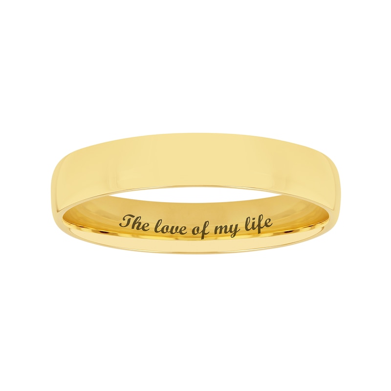 4.0mm Engravable Semi Comfort-Fit Low Dome Wedding Band in 10K White, Yellow or Rose Gold (1 Line)|Peoples Jewellers