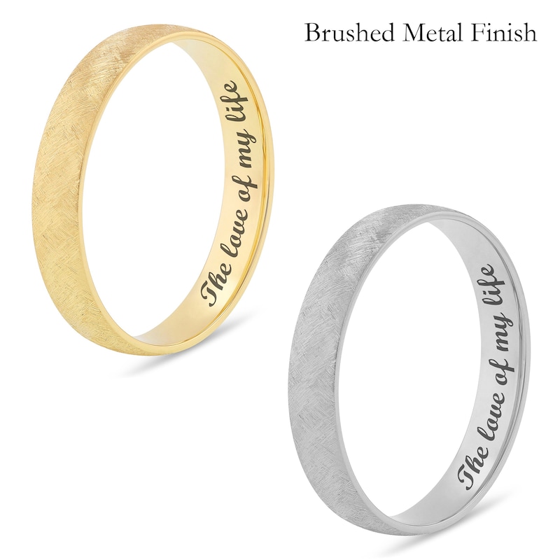 Main Image 3 of 4.0mm Engravable Semi Comfort-Fit Low Dome Wedding Band in 10K White, Yellow or Rose Gold (1 Line)