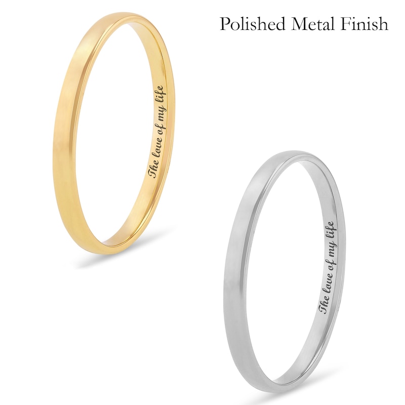 Main Image 2 of Ladies's 2.0mm Engravable Semi Comfort-Fit Low Dome Wedding Band in 10K White, Yellow or Rose Gold (1 Line)