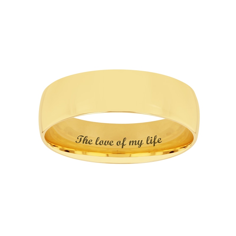 Main Image 1 of 6.0mm Engravable Semi Comfort-Fit Low Dome Wedding Band in 10K White, Yellow or Rose Gold (1 Line)