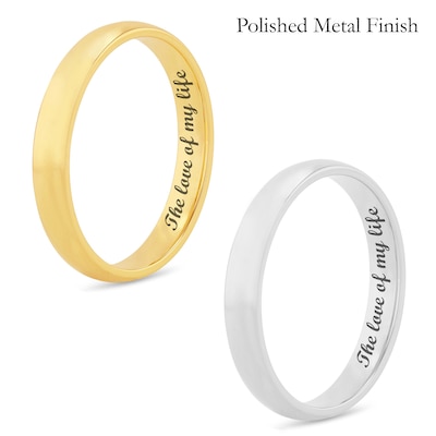 Ladies' 3.0mm Engravable Modern Comfort-Fit Wedding Band in 14K White or Yellow Gold (1 Line)