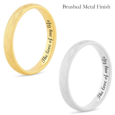 Ladies' 3.0mm Engravable Modern Comfort-Fit Wedding Band in 14K White or Yellow Gold (1 Line)