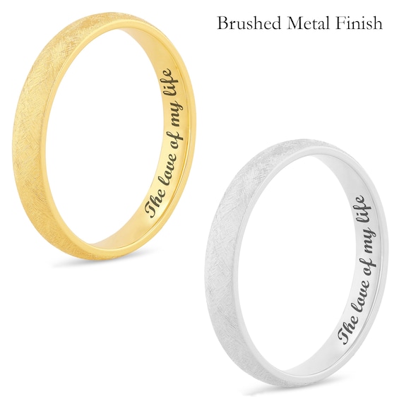 Ladies' 3.0mm Engravable Modern Comfort-Fit Wedding Band in 14K White or Yellow Gold (1 Line)